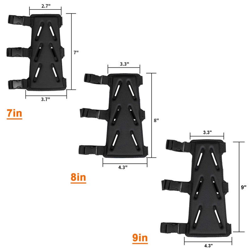 KRATARC Archery Arm Guard Adjustable 3-Strap Accessory Lightweight Hunting Target Practive Adult Unisex (Black, Length 8'') - Image 3
